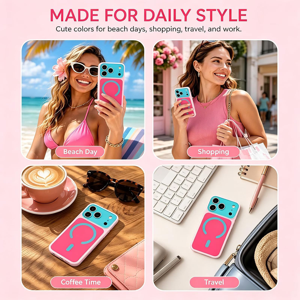 Dopamine Color Block Case,For Iphone 17 Pro Max, Hard Shell,Color Block Design, Hard Shell, Shockproof, Magnetic Compatible, Vibrant Colors, Slim Fit