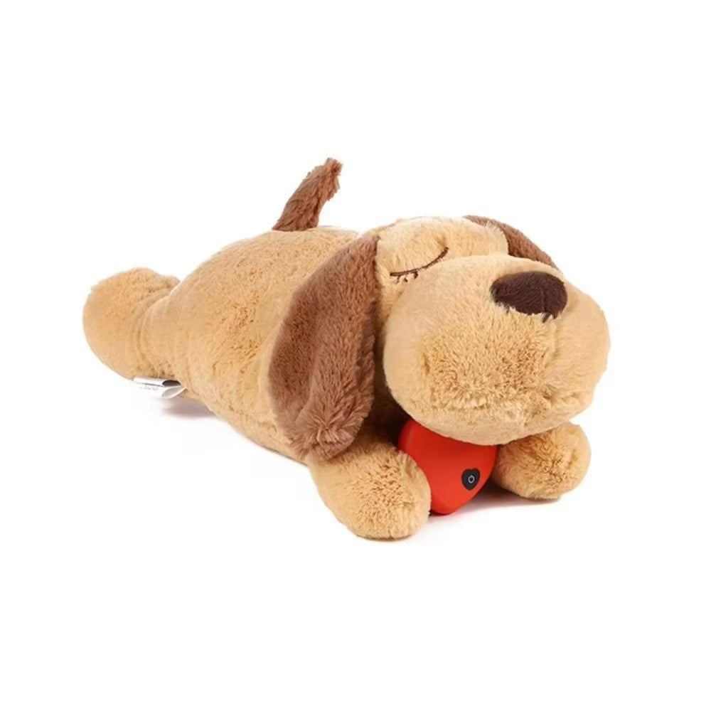 Sleep Aid Dog Heartbeat Toy Anxiety Relief Stuffed Animal Lying Dog Fidget Toy Soft Behavioral Training Puppy Plush Doll