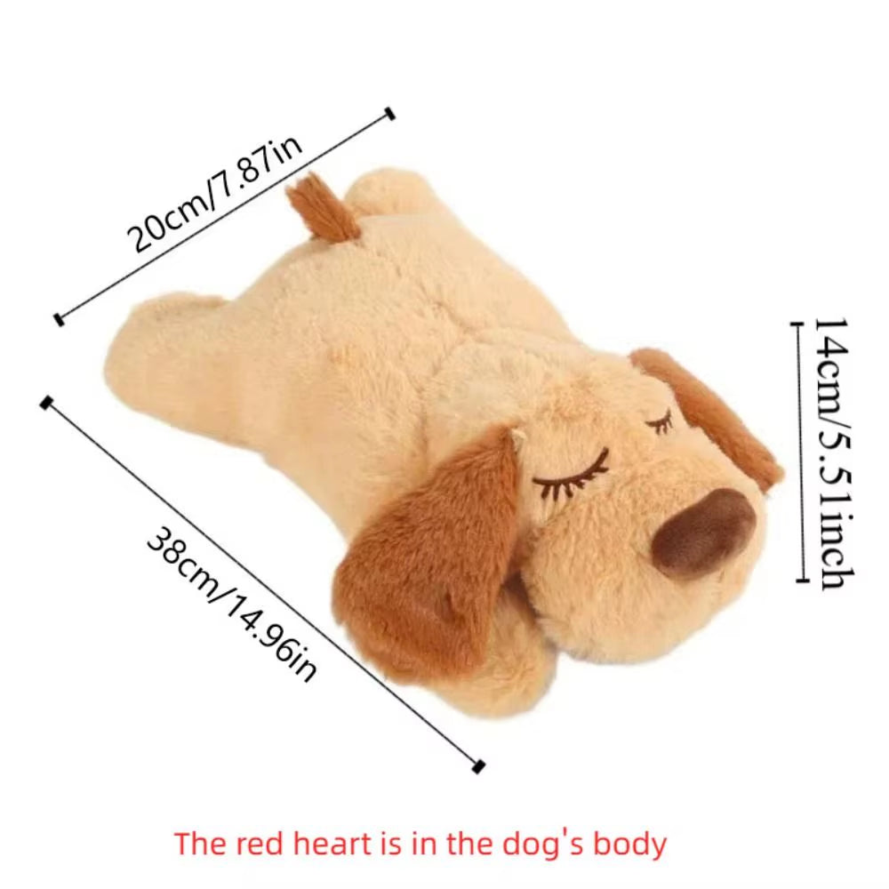 Sleep Aid Dog Heartbeat Toy Anxiety Relief Stuffed Animal Lying Dog Fidget Toy Soft Behavioral Training Puppy Plush Doll