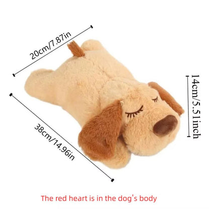 Sleep Aid Dog Heartbeat Toy Anxiety Relief Stuffed Animal Lying Dog Fidget Toy Soft Behavioral Training Puppy Plush Doll