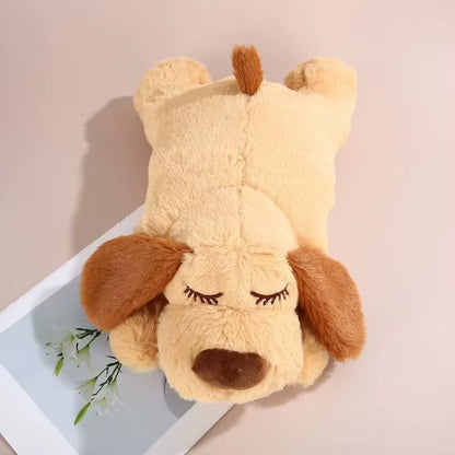 Sleep Aid Dog Heartbeat Toy Anxiety Relief Stuffed Animal Lying Dog Fidget Toy Soft Behavioral Training Puppy Plush Doll