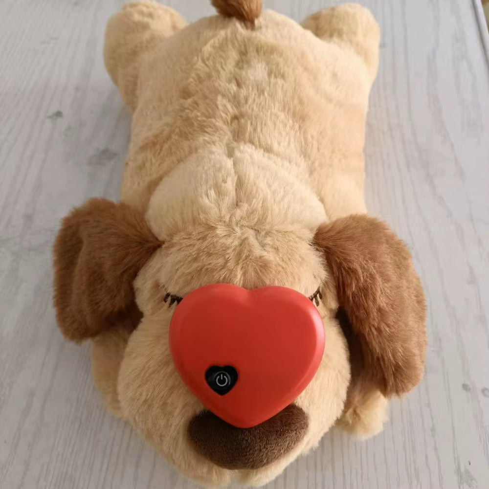 Sleep Aid Dog Heartbeat Toy Anxiety Relief Stuffed Animal Lying Dog Fidget Toy Soft Behavioral Training Puppy Plush Doll