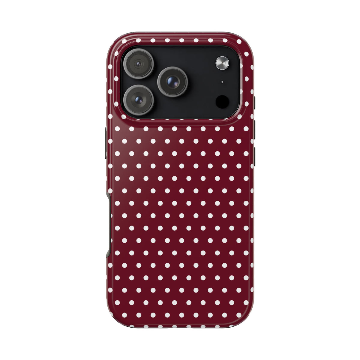Burgundy Polka Dot Tough Phone Case – Durable Protective iPhone Cover