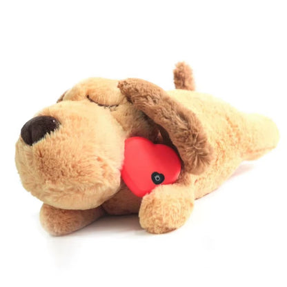 Sleep Aid Dog Heartbeat Toy Anxiety Relief Stuffed Animal Lying Dog Fidget Toy Soft Behavioral Training Puppy Plush Doll