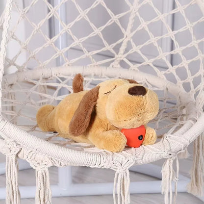 Sleep Aid Dog Heartbeat Toy Anxiety Relief Stuffed Animal Lying Dog Fidget Toy Soft Behavioral Training Puppy Plush Doll