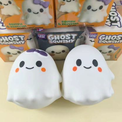 13Cm Big Cute Ghost Squishy Toy Slow Rising Squeeze Stress Relief Toy Window Box Pack Desktop Decor Halloween Party Favor Gifts