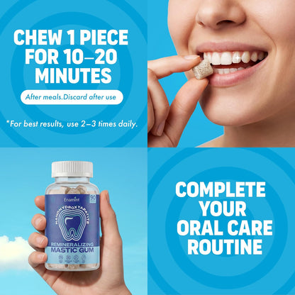 Nano Hydroxyapatite Remineralizing Gum with Xylitol & Mastic Gum – Supports Enamel Repair & Teeth Health – Sugar Free, Fluoride Free, Aspartame Free – Cool Mint, 90 Pieces